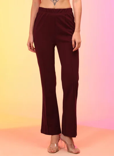 globus Globus Women High-Rise Easy Wash Pleated Bootcut Trousers